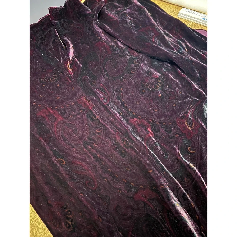 Lauren Ralph Lauren Maxi Velvet Ruffle Paisley Purple Skirt SZ LG Goth‎ Fairy
